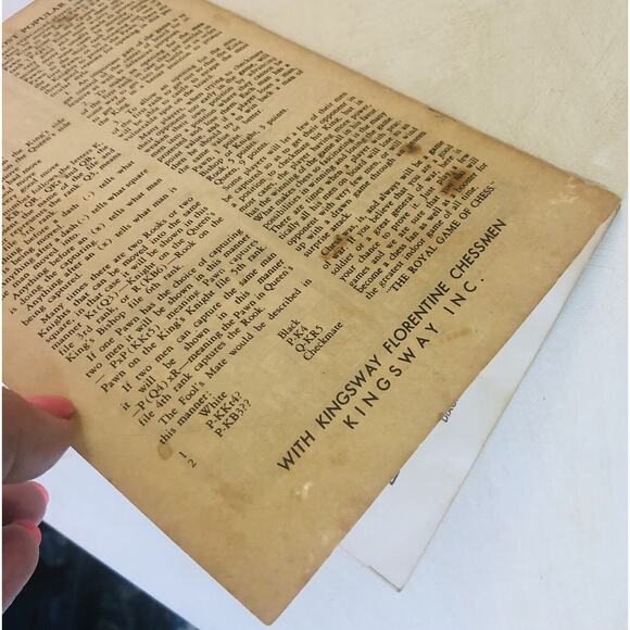 Vintage 1947 Royal Game of Chess Florentine Chessmen Instruction Booklet Only - Picture 8 of 8